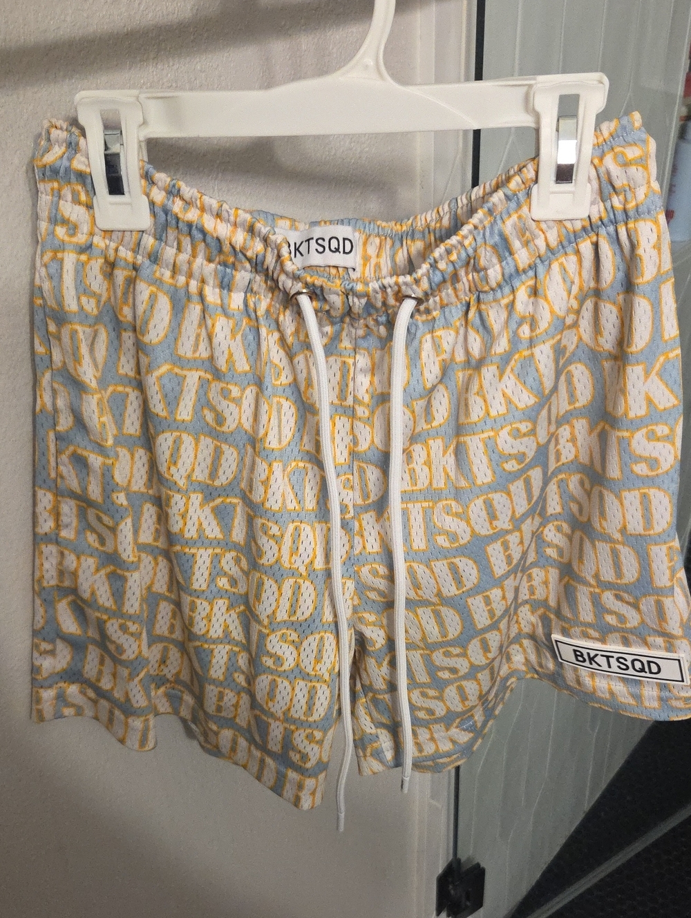 Men's Athletic Mesh Shorts in Light Blue and Yellow
